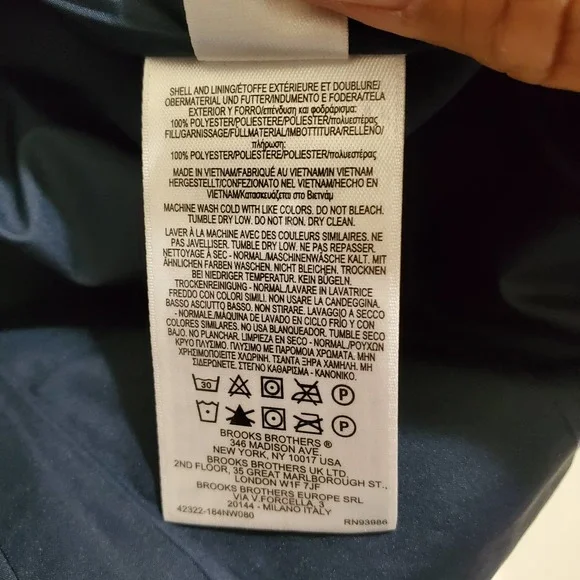 BROOKS BROTHERS Women's Diamond Quilted Navy/Tan Snap Front Riding Vest sz M - Picture 7 of 8